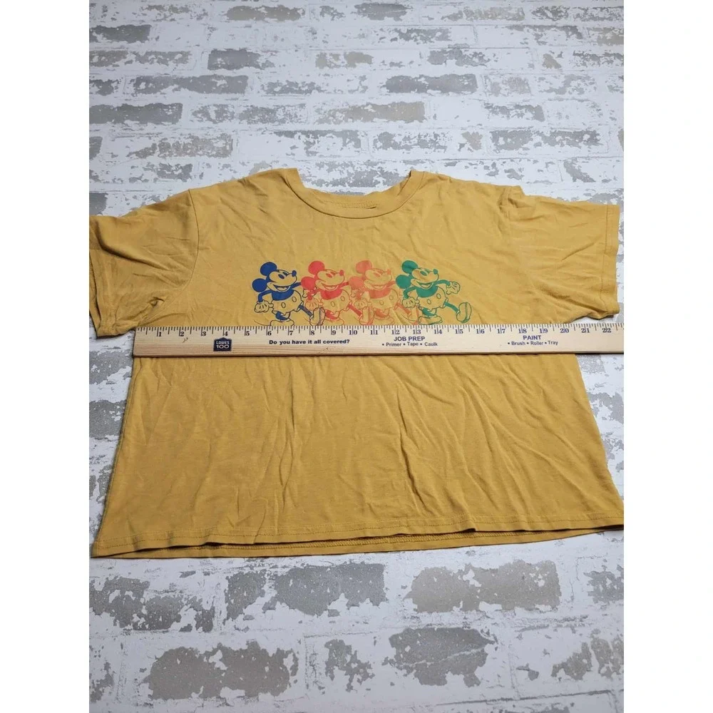 Disney‎ Mickey Mouse Crop Top Mustard Yellow Women's Large - Picture 3 of 6